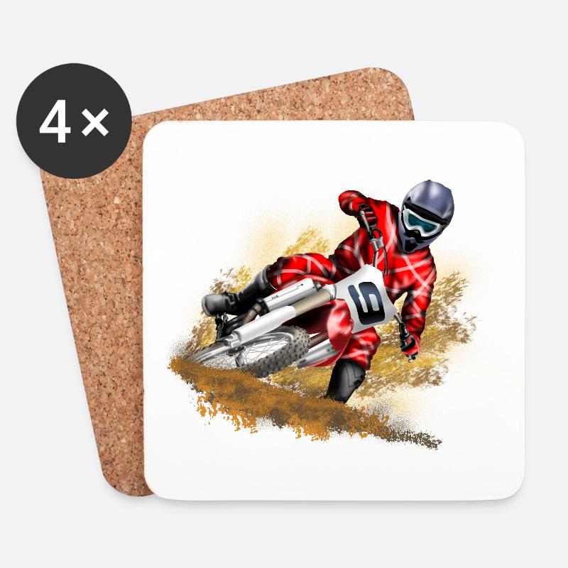 Motocross - Untersetzer (4er-Set) - Weiß