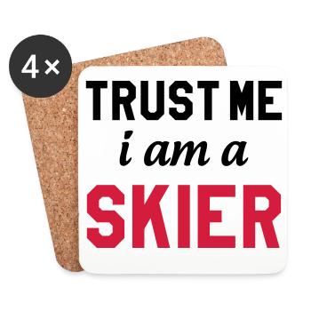 Trust me I am Skier - Dessous de verre (lot de 4) - blanc - Devant