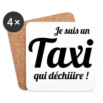 Je suis un Taxi qui déchiiiire ! - Dessous de verre (lot de 4) - blanc - Devant