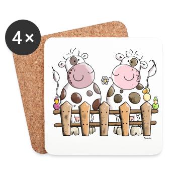 Kuh Duo - Untersetzer (4er-Set) - Weiß - Vorne