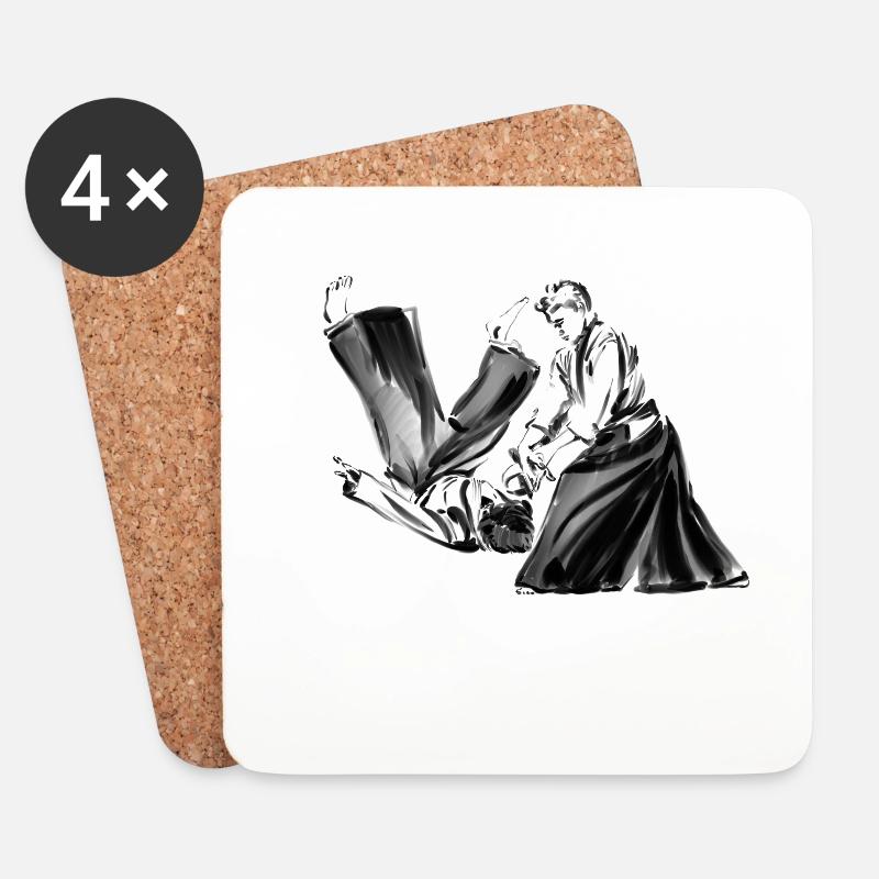 aikido - Untersetzer (4er-Set) - Weiß
