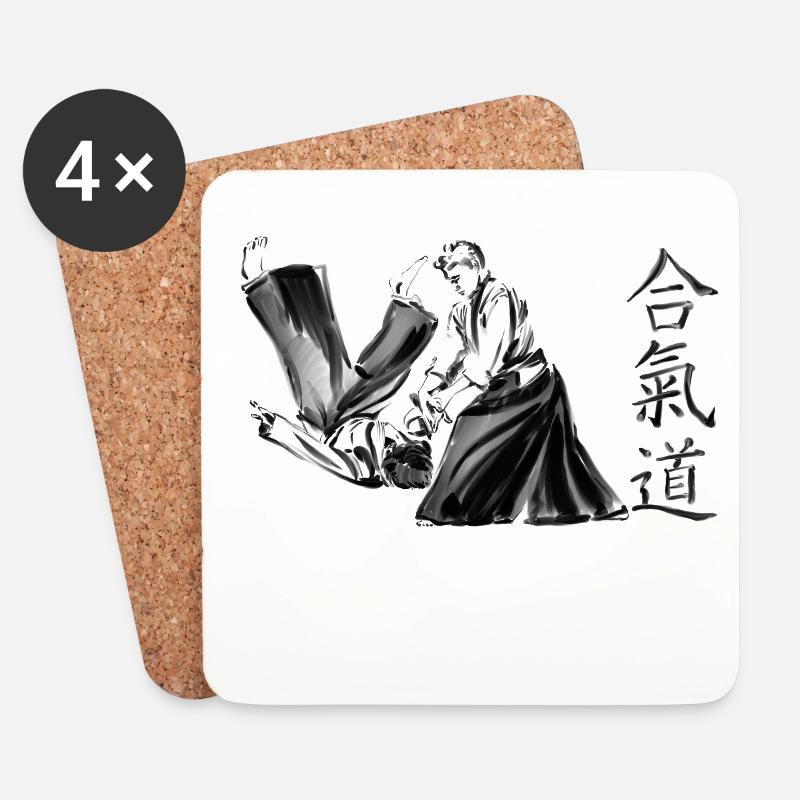 aikido - Untersetzer (4er-Set) - Weiß