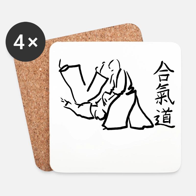 aikido - Untersetzer (4er-Set) - Weiß