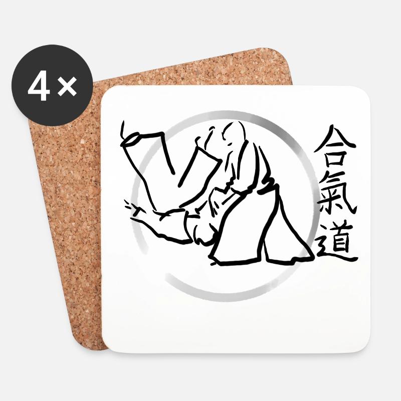 aikido - Untersetzer (4er-Set) - Weiß