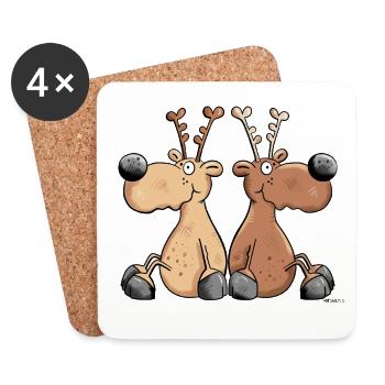 Reindeer Friendship - Coasters (set of 4) - white - Front