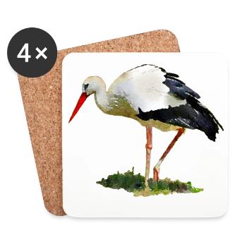 storch vogel - Untersetzer (4er-Set) - Weiß - Vorne