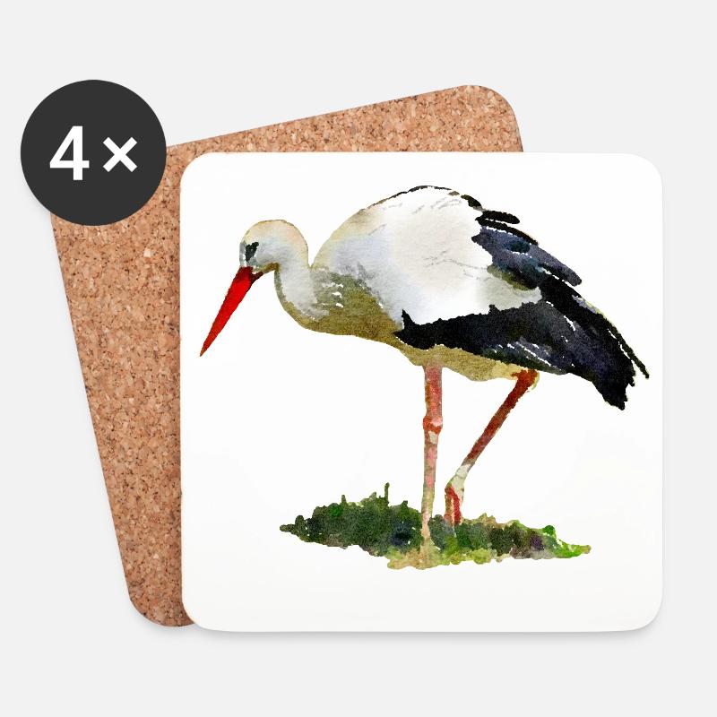 storch vogel - Untersetzer (4er-Set) - Weiß
