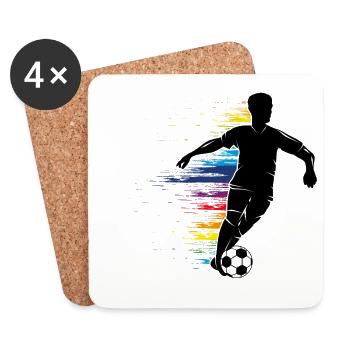 Fussballer Silhouette mit buntem Graffiti - Untersetzer (4er-Set) - Weiß - Vorne