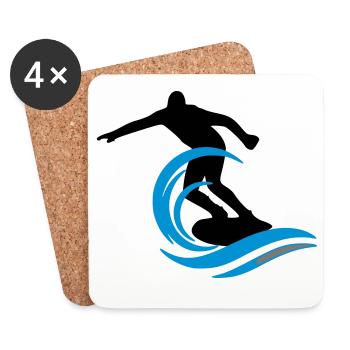 Surfeur - Dessous de verre (lot de 4) - blanc - Devant