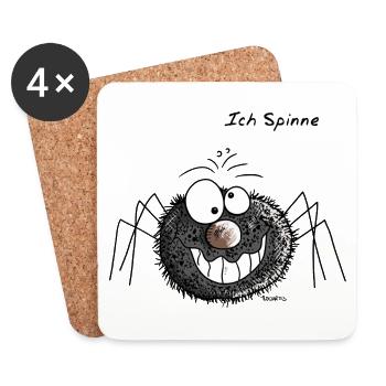 Ich Spinne - Smile - Spinnen - Schwarz - Lachen - Untersetzer (4er-Set) - Weiß - Vorne