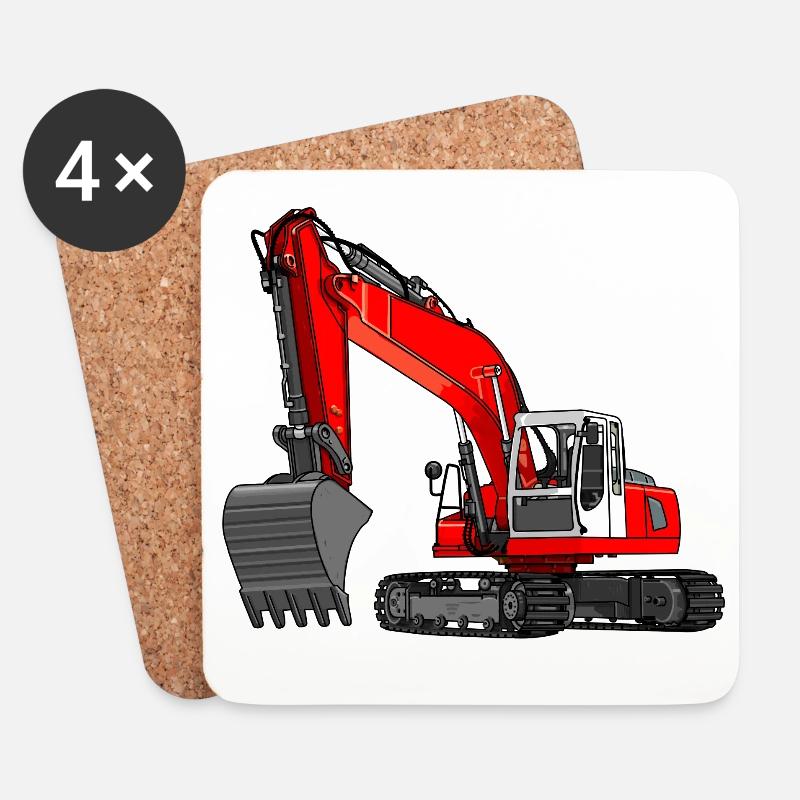 Bagger rot - Untersetzer (4er-Set) - Weiß