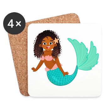 Illustration de sirène pour enfants - Dessous de verre (lot de 4) - blanc - Devant