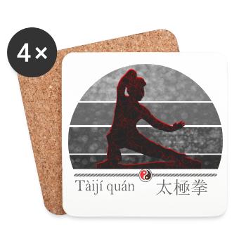 Tai Chi Kämpferin - Trainings Outfit Geschenk - Untersetzer (4er-Set) - Weiß - Vorne