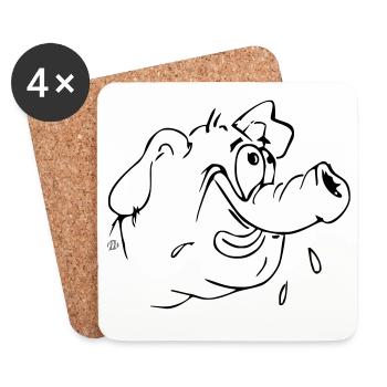 Pig cartoon 02 - Coasters (set of 4) - white - Front