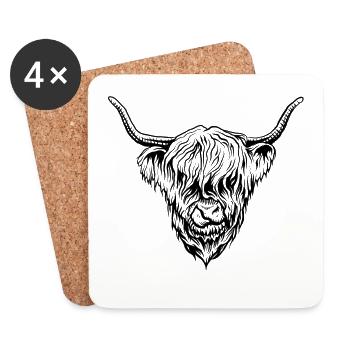 Yak Rind Hochlandrind - Untersetzer (4er-Set) - Weiß - Vorne