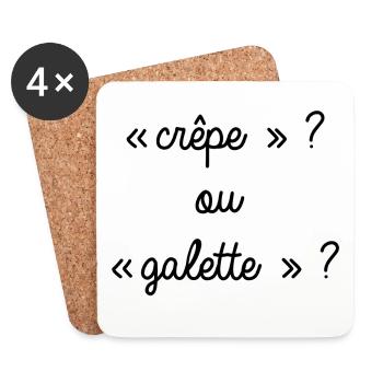 Bretagne - Crêpe ou galette ? - Dessous de verre (lot de 4) - blanc - Devant
