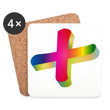 buntes Plus Zeichen in Regenbogenfarben - Untersetzer (4er-Set) - Weiß - Vorne