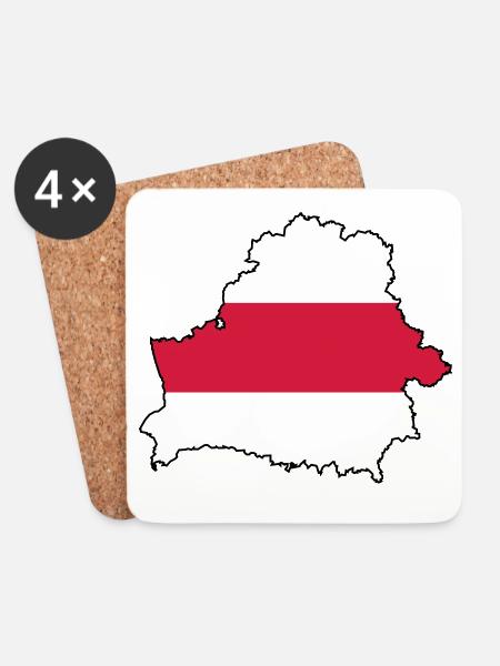 Silhouette of Belarus - Coasters (set of 4) - white