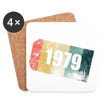 Vintage 1979 Stripe Day Grunge - Coasters (set of 4) - white - Front