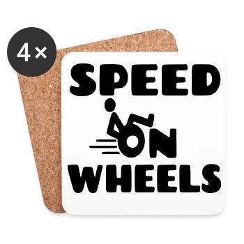 Vitesse sur roues, utilisateurs de fauteuils roulants de course * - Dessous de verre (lot de 4) - blanc - Devant