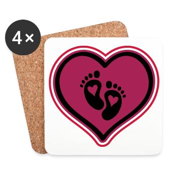 baby pieds bébé coeur - Dessous de verre (lot de 4) - blanc - Devant