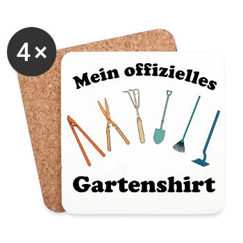 Mein offizielles Gartenshirt Retro Gartenwerkzeug - Untersetzer (4er-Set) - Weiß - Vorne