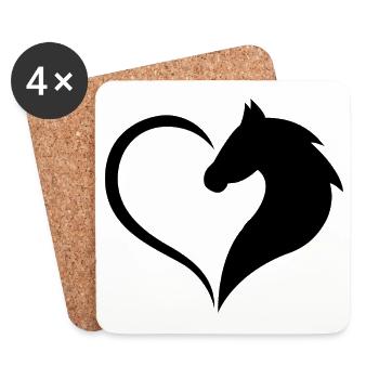 Heart Hobby Horse Sport Saddle Gift Dressage - Coasters (set of 4) - white - Front