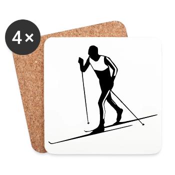 Skieurs de fond - Dessous de verre (lot de 4) - blanc - Devant