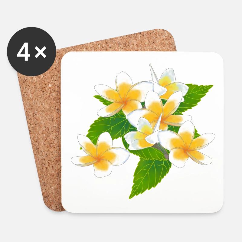 Frangipani - Untersetzer (4er-Set) - Weiß