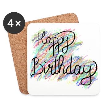 Happy Birthday Geburtstag Glückwunsch - Untersetzer (4er-Set) - Weiß - Vorne