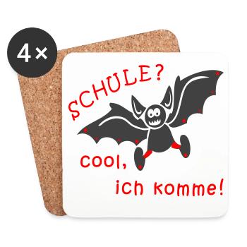 Schule Kindergarten Fledermaus - Untersetzer (4er-Set) - Weiß - Vorne
