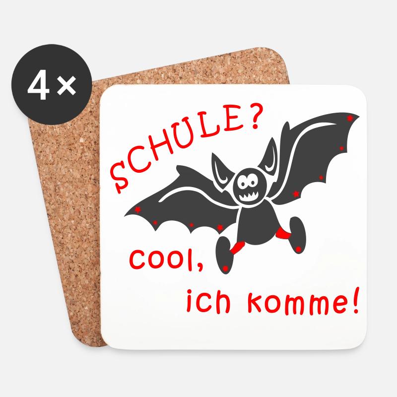Schule Kindergarten Fledermaus - Untersetzer (4er-Set) - Weiß
