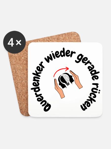 Querdenker wieder gerade rücken - Untersetzer (4er-Set) - Weiß