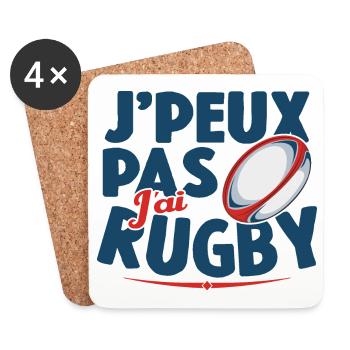 Je Peux Pas J'ai Rugby Cadeau Amoureux De Rugby - Dessous de verre (lot de 4) - blanc - Devant
