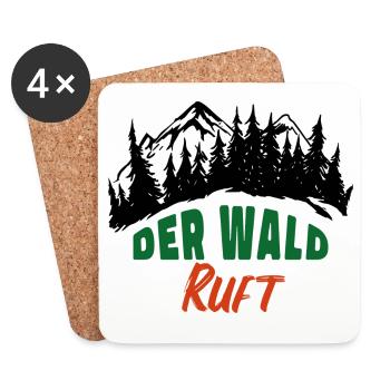Der Wald ruft Förster Waldarbeit Natur Freizeit - Untersetzer (4er-Set) - Weiß - Vorne