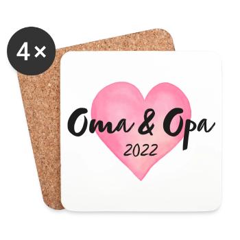 Oma & Opa 2022 Herz - Untersetzer (4er-Set) - Weiß - Vorne