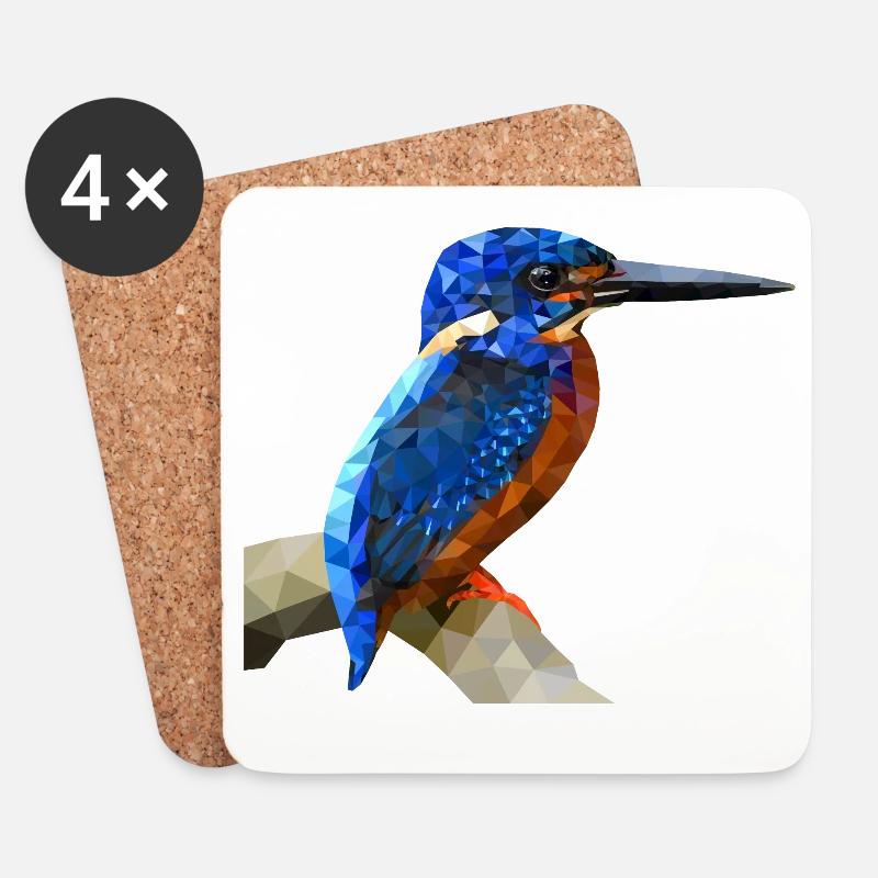 Eisvögel-Design Naturangel-Geschenk - Untersetzer (4er-Set) - Weiß