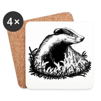 Badger - Coasters (set of 4) - white - Front