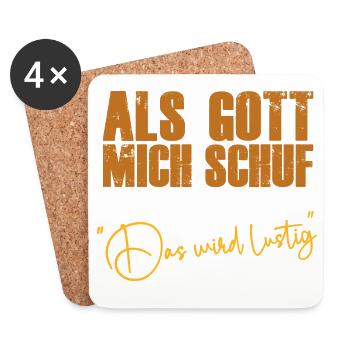 Als Gott mich schuf lustige Sprüche Jesus Spruch - Untersetzer (4er-Set) - Weiß - Vorne