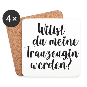 Trauzeugin Frage Hochzeit Geschenk Team Bride - Untersetzer (4er-Set) - Weiß - Vorne