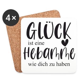 Hebamme Geschenk Danke - Untersetzer (4er-Set) - Weiß - Vorne