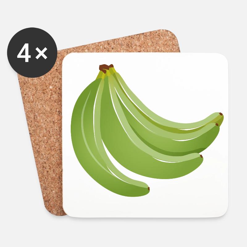vier leuchtend grüne unreife Bananen - Untersetzer (4er-Set) - Weiß