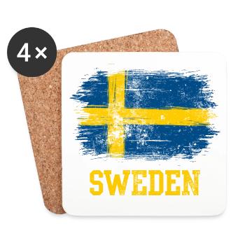 Schweden-Pinselflaggen-Grafik - Untersetzer (4er-Set) - Weiß - Vorne