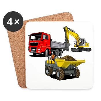Construction site vehicles - Coasters (set of 4) - white - Front