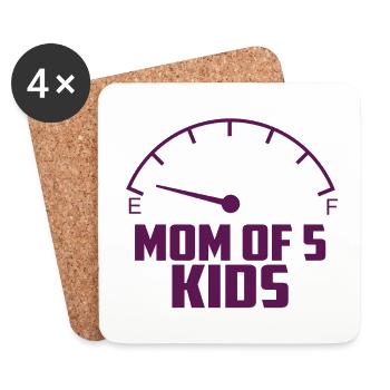 Mother of 5 children - Coasters (set of 4) - white - Front