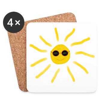 lustige Sonne mit Brille Sonnenbrille Sommer Beach - Untersetzer (4er-Set) - Weiß - Vorne