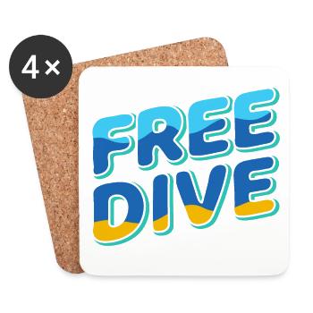 Freedive - One Breath Diving - Freediving World - Coasters (set of 4) - white - Front