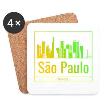 São Paulo Skyline im Neongradient - Untersetzer (4er-Set) - Weiß - Vorne