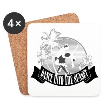 Fête sur la plage Danser sous les palmiers Hibiscus - Dessous de verre (lot de 4) - blanc - Devant