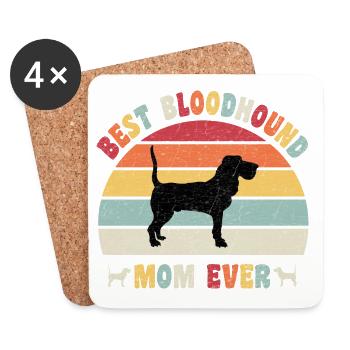 Meilleur Bloodhound Mom ever dog lovers rétro vintage - Dessous de verre (lot de 4) - blanc - Devant